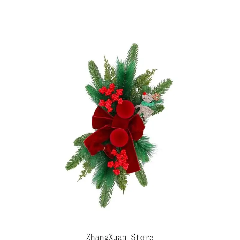 Weihnachten Weinrot Samtige Beeren Hängen Baum Simulation Kranz Schmuck Für Urlaub Party Tür Wand Dekore 3XUF – Detail 4