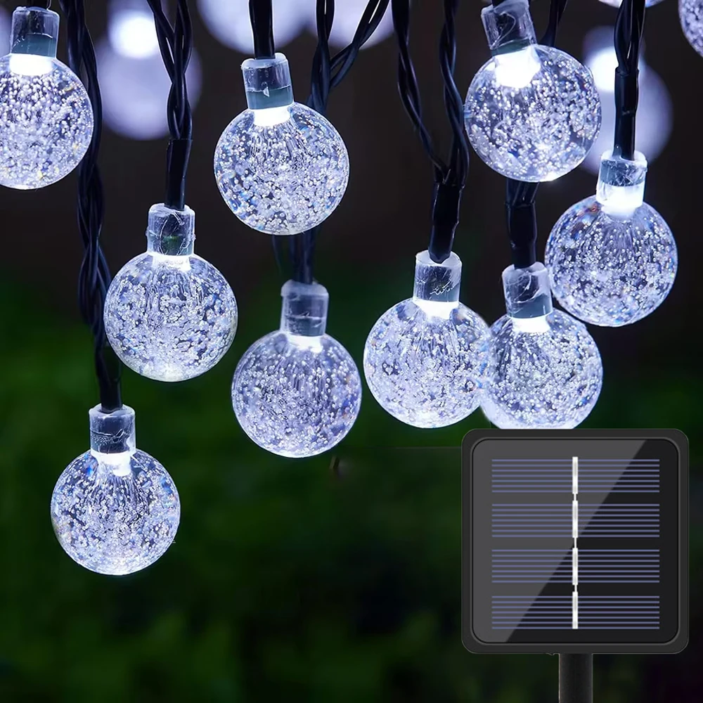 

Solar Crystal Globe LED String Lights LED 8 Lighting Modes Fairy Light Christmas Wedding Garland for Garden Party Decor