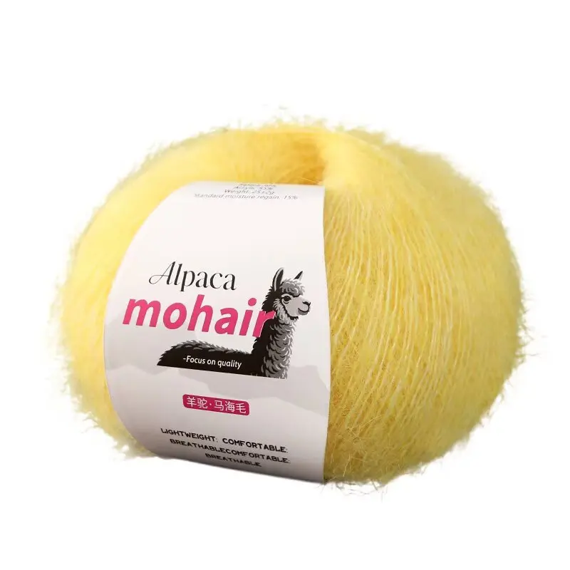 25 جرام من خيوط الألبكة الموهير، خيوط محبوكة يدويًا، مناسبة لصنع البلوزات، سترات مقطوعة، أوشحة، قبعات، شالات يدوية