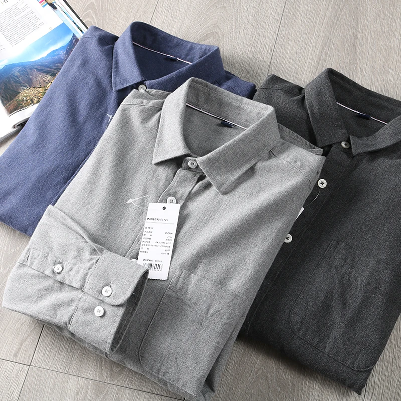 

Fce Long Sve irt for Men Casual arp Collar Autumn Busin Stand Fit Offline Exclusive