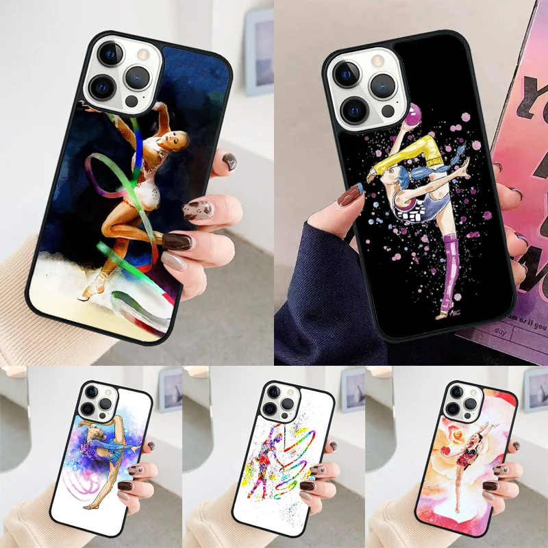 Gymnastics Oil Painting Phone Case For iPhone 14 15 16 13 12 Mini Max Cover For Apple 11 Pro Max 8 7 Plus SE2020 Coque