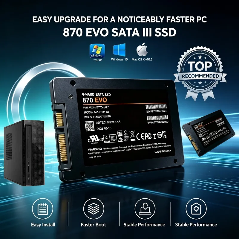 870 EVO Solid State Disk SSD, Inside Solid State Hard Drive, SATA3, 2.5-Inch, Fast Read Write, Microcomputer, Desktop, Laptop 