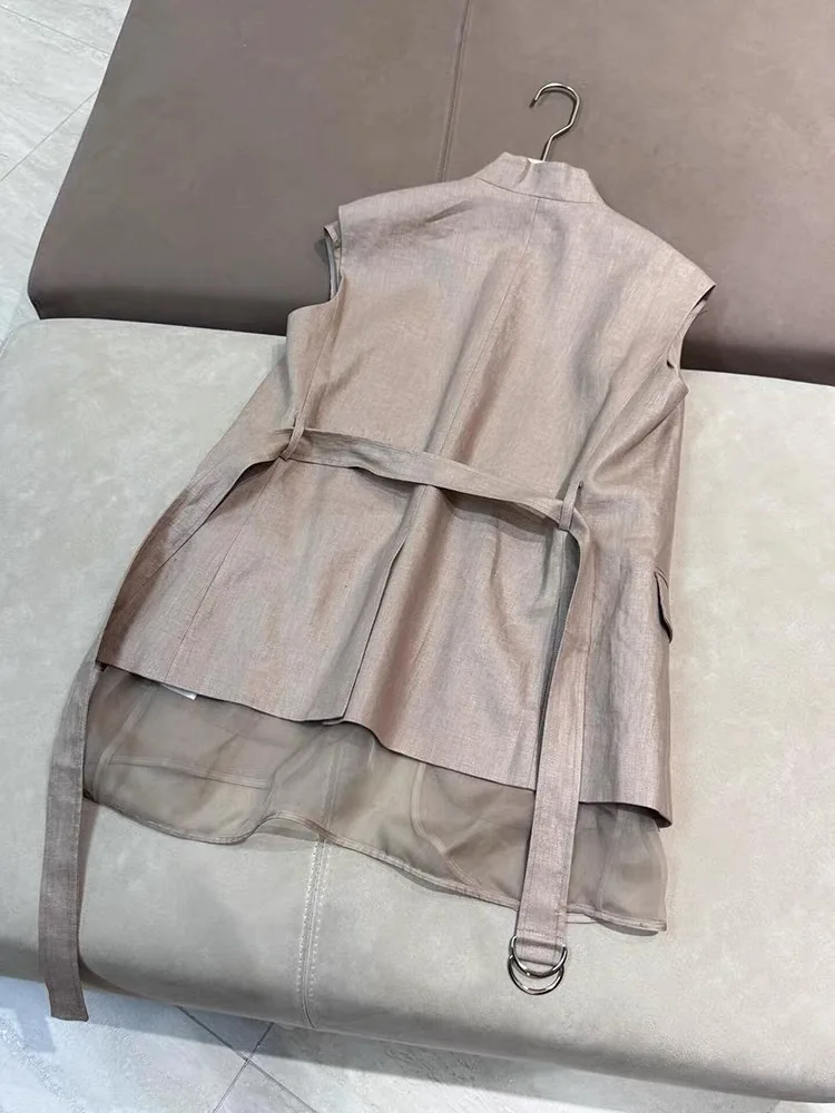 

Ele ey Linen Cotton Blend Women's Vest Sli Spring Commute Wear Comfortable Light Luxury Faion Trend