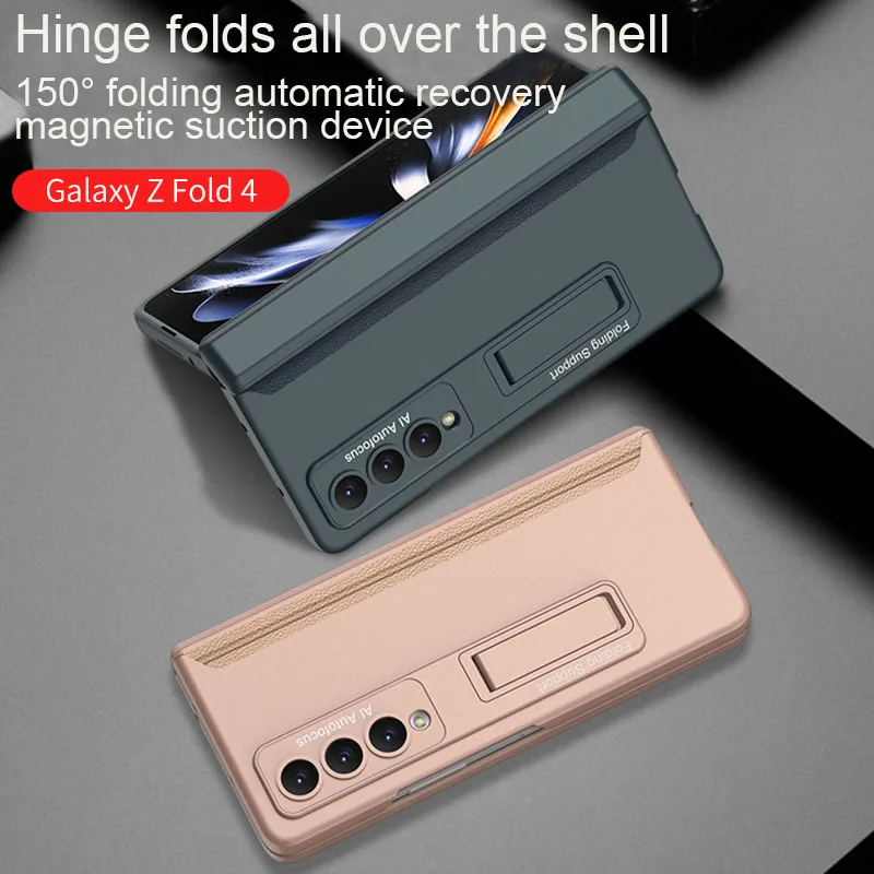 Case For Samsung Galaxy Z Fold 5 4 3 2 5G Magnetic Adsorption Hinge Protection Phone Cover Kickstand Hard Plastic Magnet Case