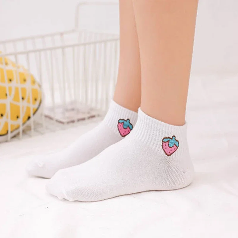 Female Colorful Fruit Invisible Short Woman Sweat Summer Comfortable Cotton Girl Women's Boat Socks Ankle Low