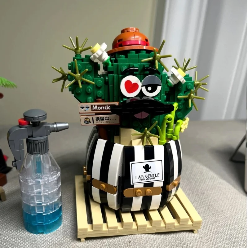 

Креативные строительные блоки, сочный кактус, 3D модель, мини-бонсай, имитация зеленого растения, цветок, украшение для дома, детская игрушка в подарок