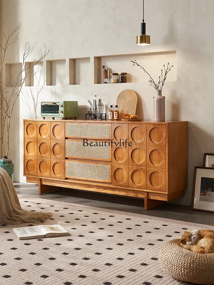 

*Medieval rattan, solid wood storage, wabi-sabi wind locker, homestay rattan furniture