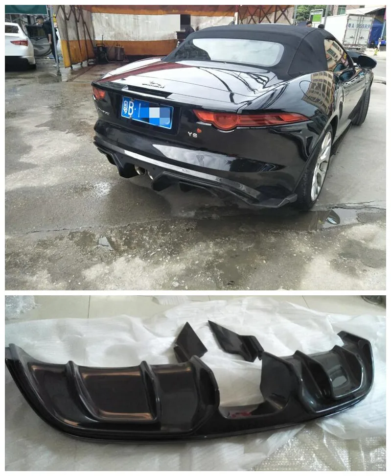 

Fits For Jaguar F-TYPE 2015 2016 2017 2018 2019 Real Carbon Fiber Car Rear Trunk Lip Bumper Diffuser Splitters Protector Cover