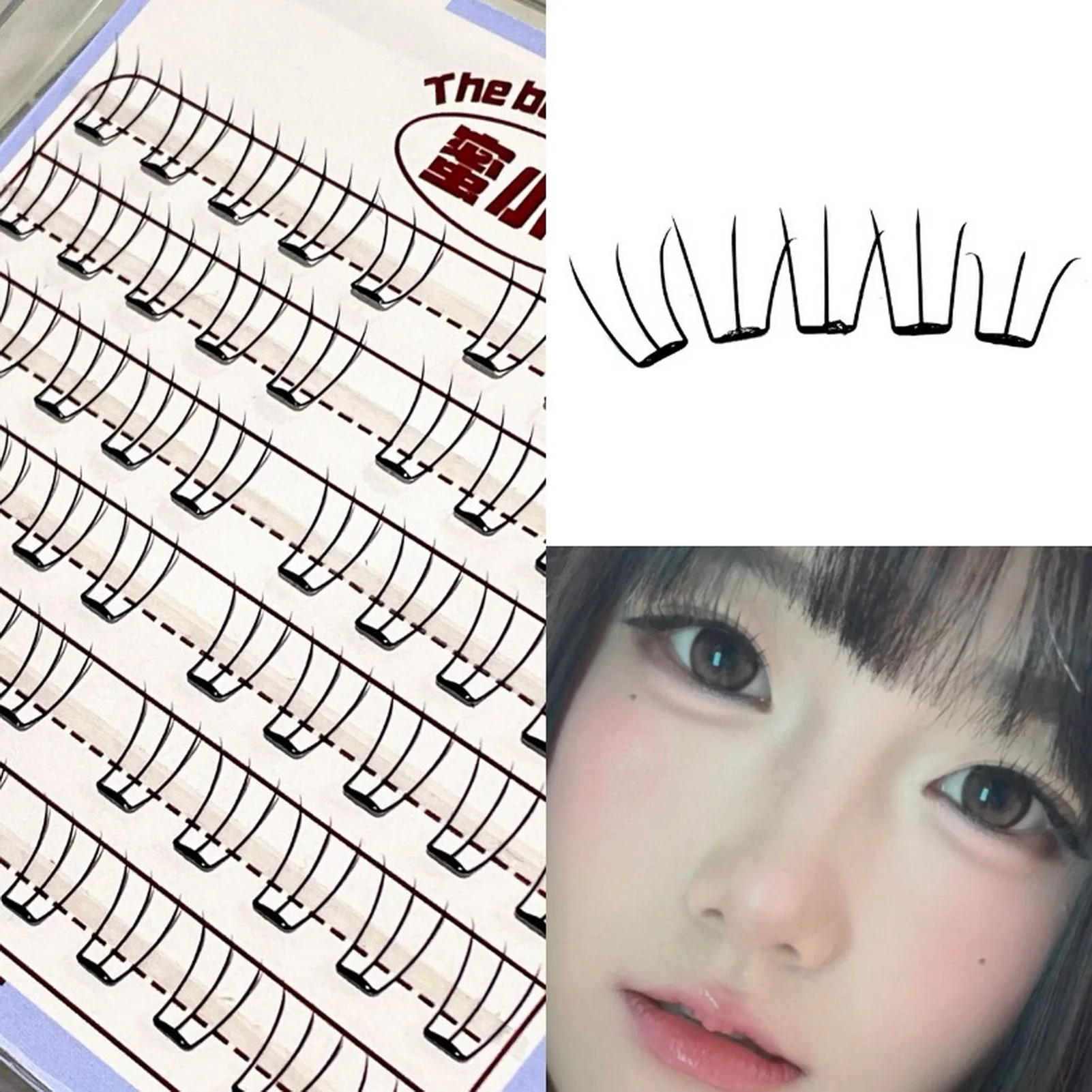 Glue-Free Self Adhensive Eyelashes Korean Girls Group Style False Eyelash Light Natural Segmented Lash Daily Makeup Supplies