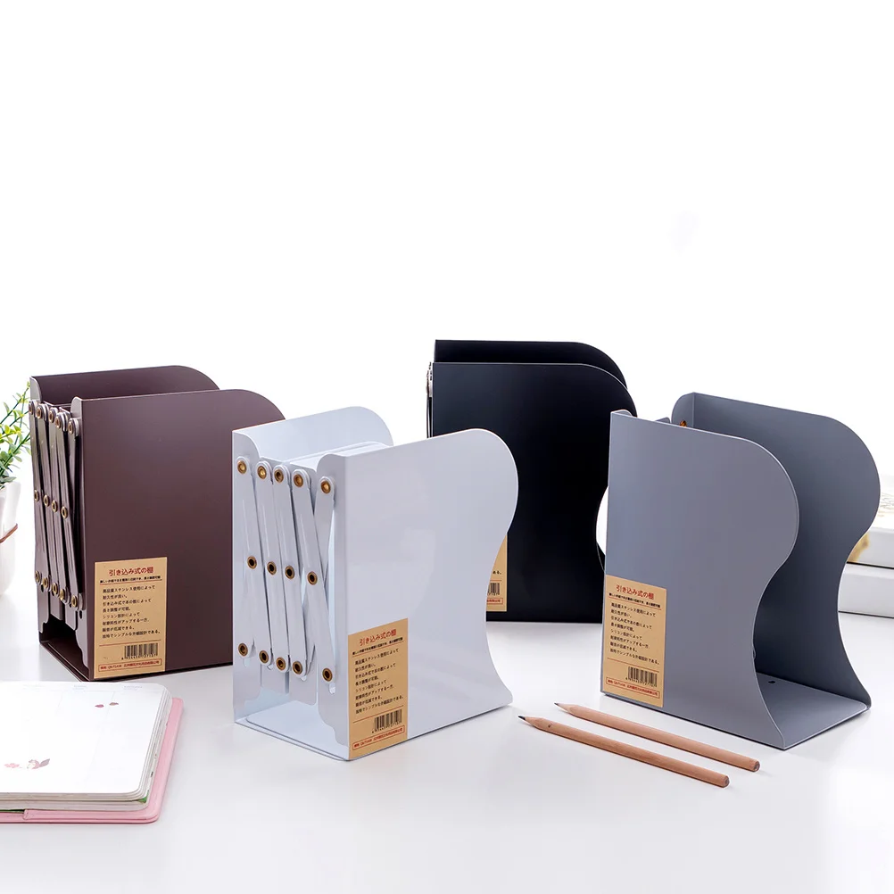 Metal Bookend Telescopic Book Stand Heavy Duty Organizer Storage Rack For Home Office Library Classroom Shelf Protection