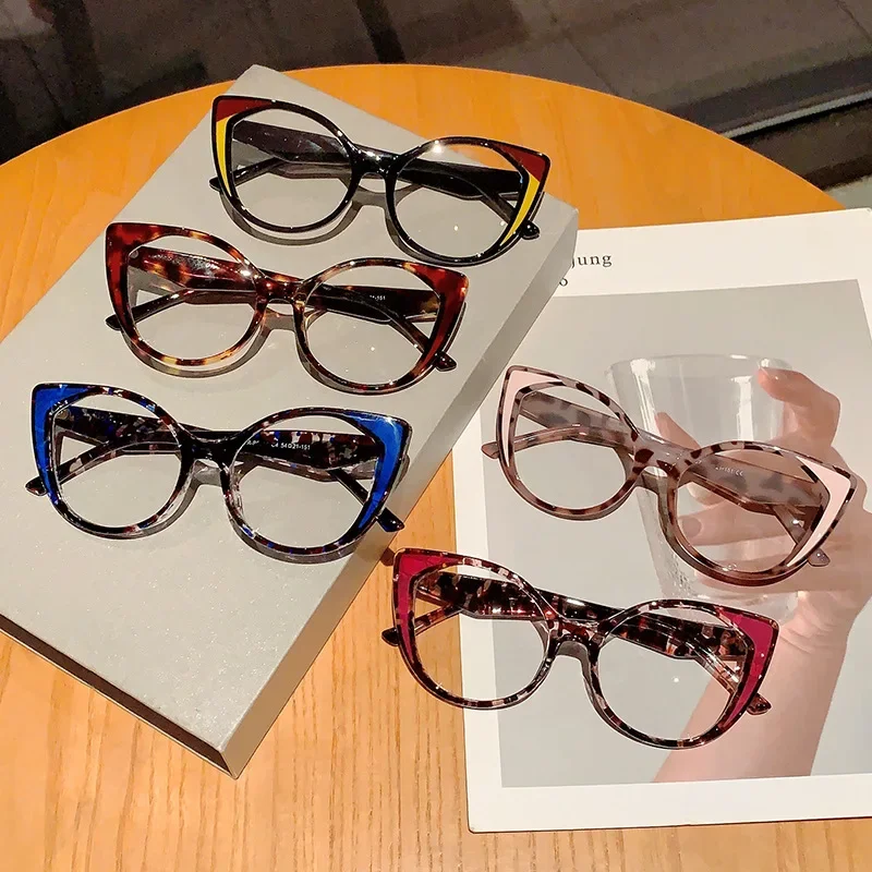 Anti Blue Light Glasses Women For Men Vintage Luxury Brand Designer Myopia Prescription Optical Pink Sexy Cat Eye Glasses Frames