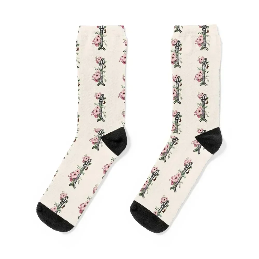 

Human larynx, pink flowers anatomy art, speech pathology, watercolor illustration Socks Lots Non-slip Woman Socks Men's