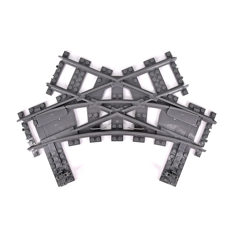 MOC Creative Expert Ideas City Train Single Slip Switch R40 Crossings Rails Collection Bricks Building Blocks DIY Toys kids gift
