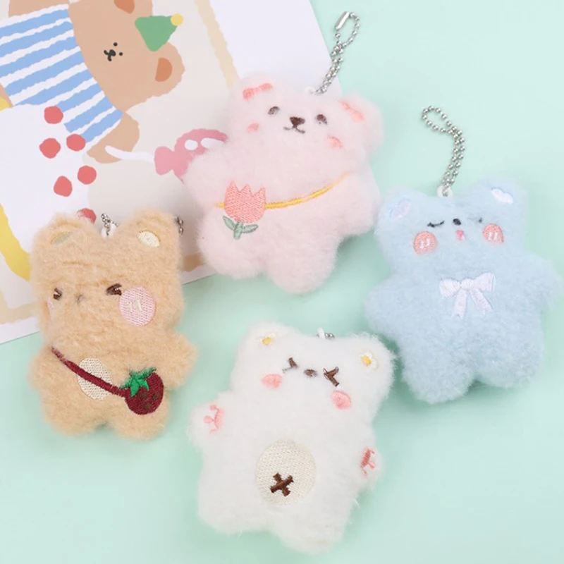 Cute Little Bear Plush Doll Pendant Bag Pendant Stuffed Soft Cartoon Keychain Decoration Creative Key Ring Birthday Gift