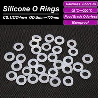 50 Uds junta tórica de silicona blanca VMQ CS 1/2/3/4mm arandela impermeable de grado alimenticio anillo de goma de silicona no tóxico anillo de sellado