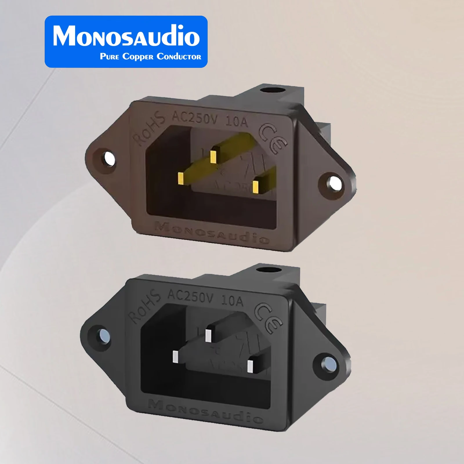 

Monosaudio IEC Inlet Power Socket Pure Copper Connector Plug 24k Gold/Rhodium Plated Black/ brown Audio Grade AC Power 250V 15A