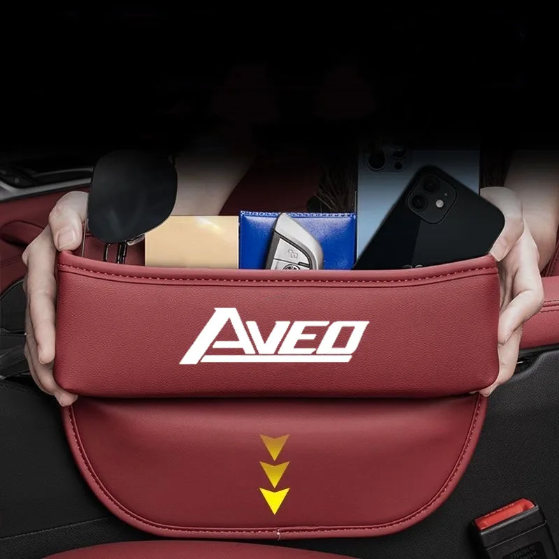 Organizador de asiento de coche, caja de almacenamiento de grietas de cuero para accesorios AVEO Auto