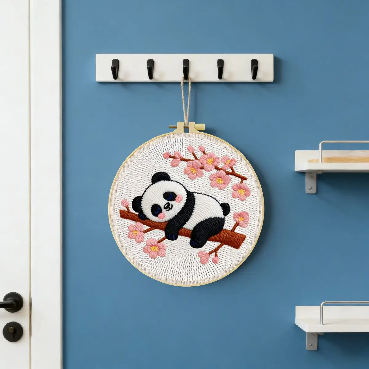 20X20CM/7,87 Zoll Panda Punch Needle Stickerei-Set, Stickerei-Kit, Gestrickte Stickerei, DIY Handgemachtes Geschenk, Bastelbild – Detail 2