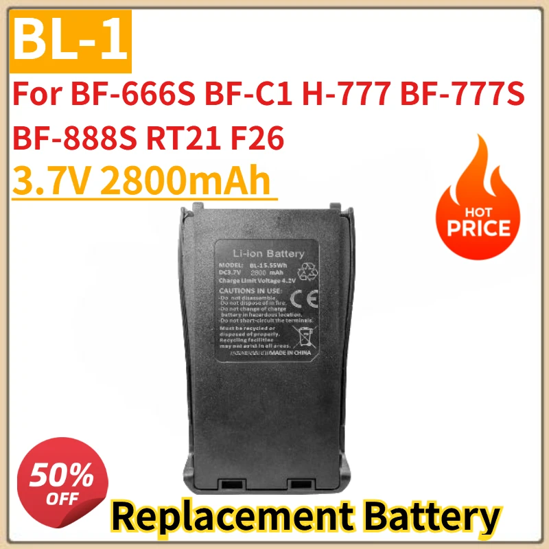 

New BL-1 Walkie Talkie Battery 3.7V 2800mAh h BL-1 for BF-666S BF-C1 H-777 BF-777S BF-888S RT21 F26 with Type-C