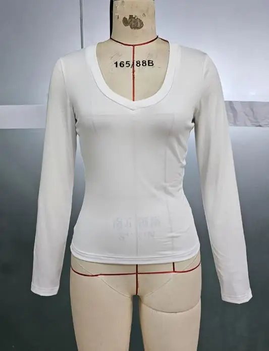 2025, herbst/Winter Neue frauen Mode Lässig Einfarbig Sexy Langarm T-shirt frauen Engen U Neck pullover