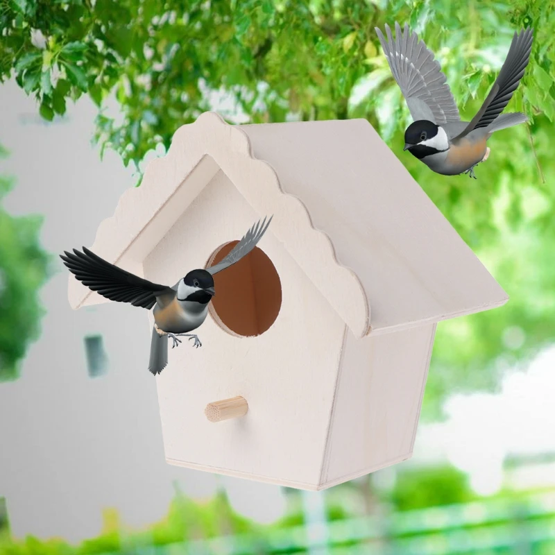 Wood Bird House with Perch Birdhouse to Paint Wall Mounted Wooden Sleeping Nest for Parrot Indoor Outdoor Decor Drop Shipping