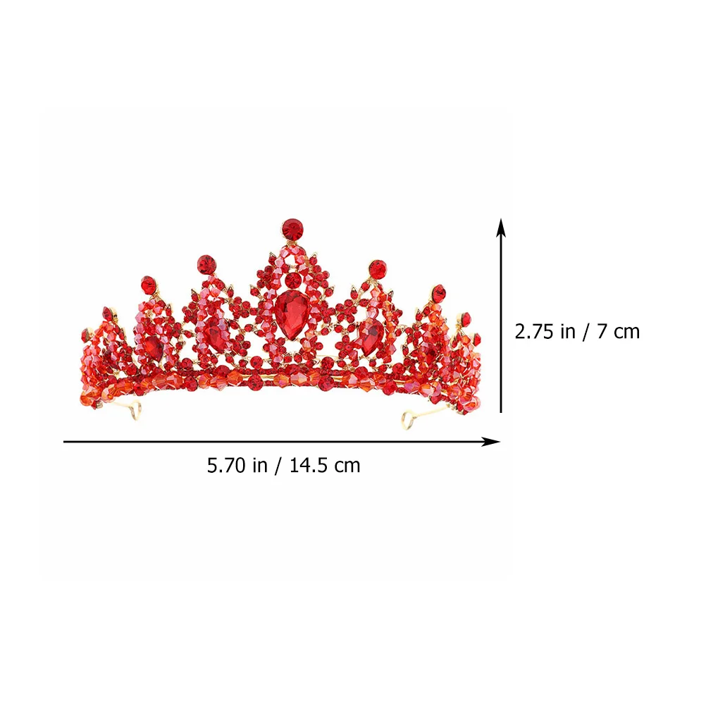 الأحمر كريستال تاج التصوير فتاة غطاء الرأس نخب الملابس الزفاف سبيكة رائعة تيارا الدعامة خفيفة الوزن
