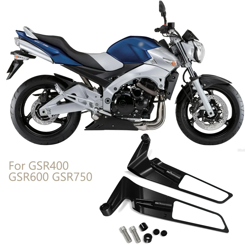 

For SUZUKI GSR400 GSR600 GSR750 Motorcycle Mirrors Stealth Winglets Mirror Kits To Rotate Adjustable Mirrors