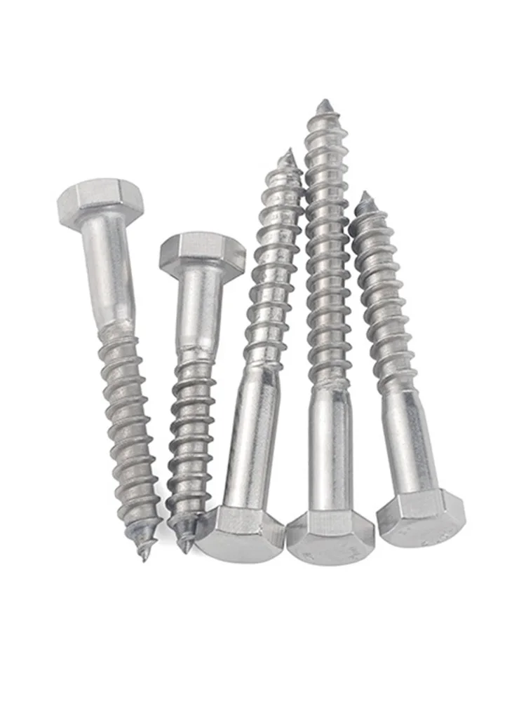 M6 M8 M10 M12 304/316 Edelstahl Sechskantkopf selbstschneidende Holzschrauben Verzögerungsschrauben Länge 25 mm ~ 200 mm