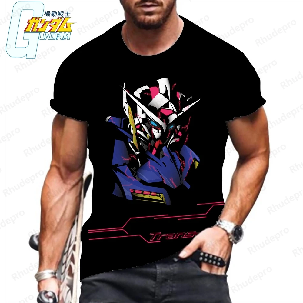 5XL T Shirt Gundam Harajuku męska koszulka Y2k topy Oversized Essentials modna odzież lato 2024 Streetwear HD Print New