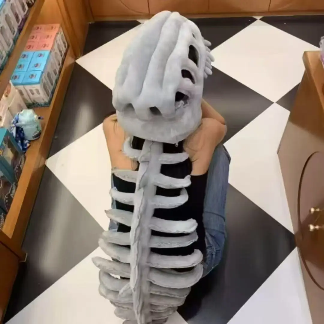 115cm cosplay wearable dinossauro esqueleto chapelaria engraçado festa decoração boneca macio pelúcia animal de pelúcia halloween jogo prop presente