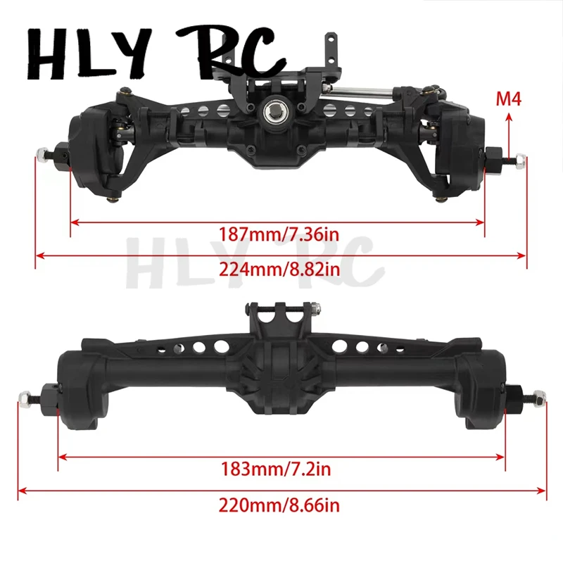 Nylon Portal Axles Front Rear Axle with Steel Gears Metal Bearings for Axial SCX10 SCX10 II 1/10 RC Crawler Car Upgrade Pasrts