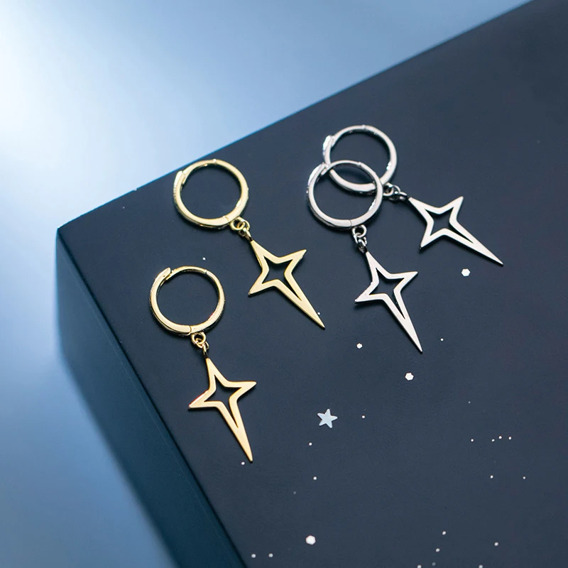 Modian Real 925 Sterling Silver Simple Stars Fashion Dangle Earrings For Women Fine Jewelry Star Pendant Party Drop Earrings
