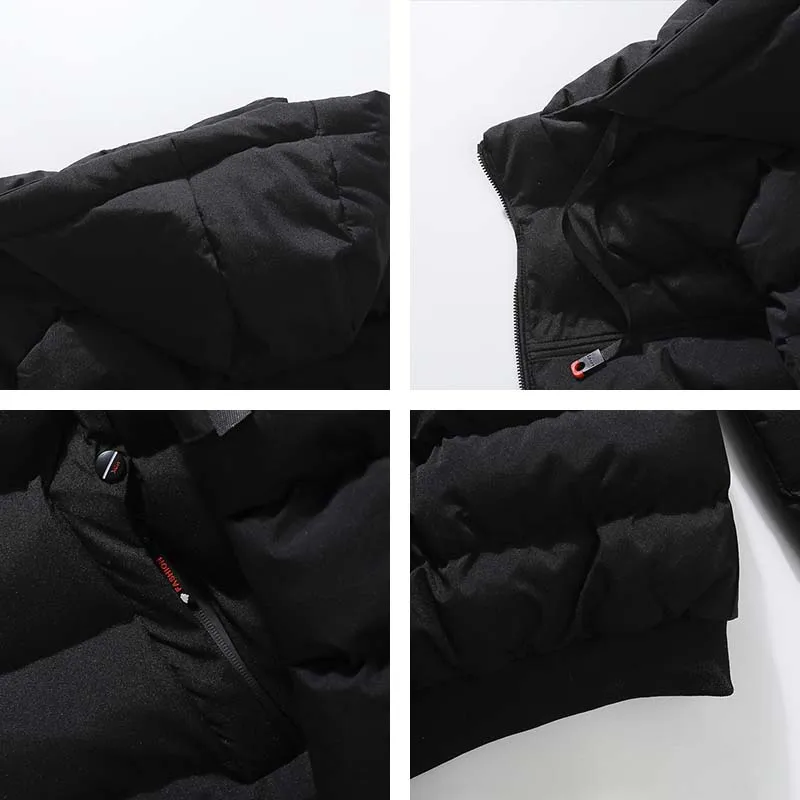 New Men Winter Detachable Hooded Fleece Warm Parkas Men Reversible Solid Color Outdoors Windproof Casual Fashion Coat Male Cloth