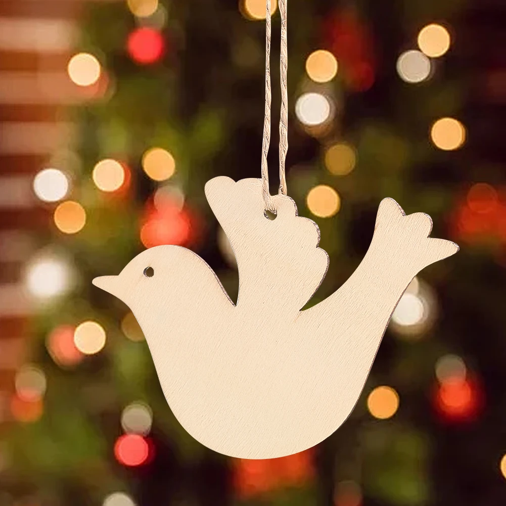 

2pc Natural Wooden Dove of Peace Pendants for Various Crafts DIY Art Projects Fun Paint Craft Home Ornaments Multipurpose Decor
