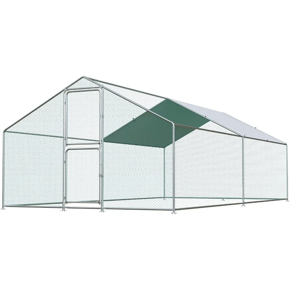 

Large Chicken Coop, Chicken Coops for 20 Chickens, Chicken Runs for Yard with Water Poof & UV Resistance Cover, Spire Roof Chick
