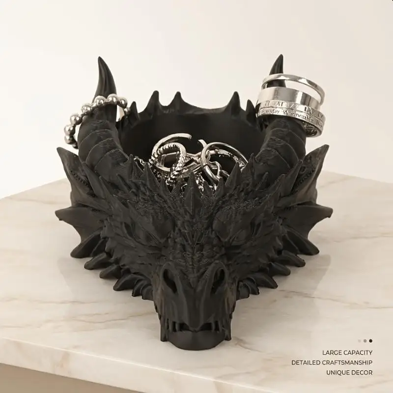 Jewelry Making Tools Cool Gothic Dragon Head Desktop Decor Dark‑style Jewellery Storage Organizer Home Ornament Ring Earring