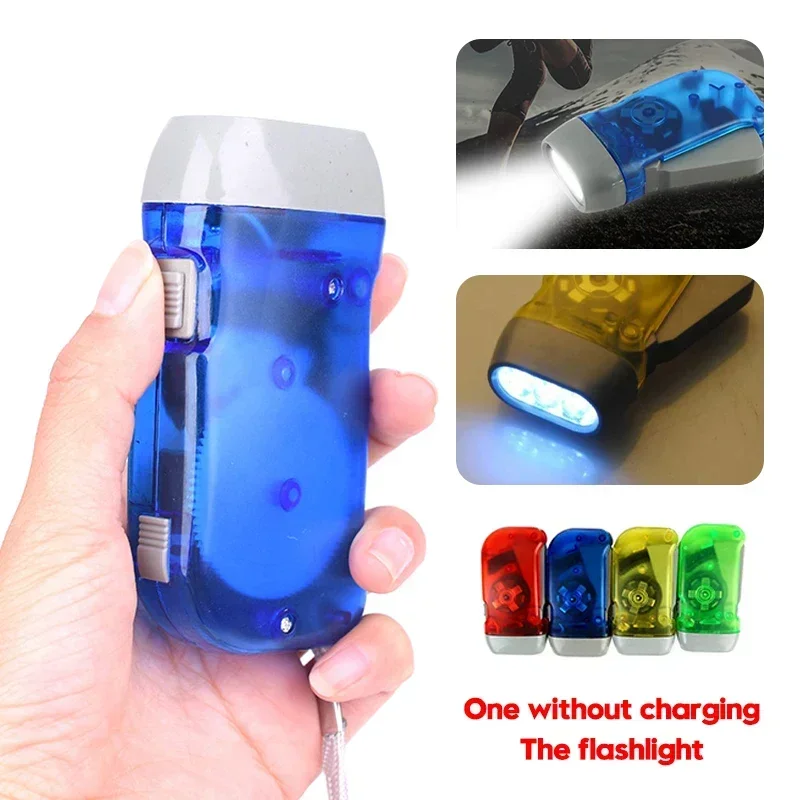 New 3 LED Hand Pressing Dynamo Crank Power Wind Up Flashlight Torch Light Hand Press Crank Camping Lamp Light