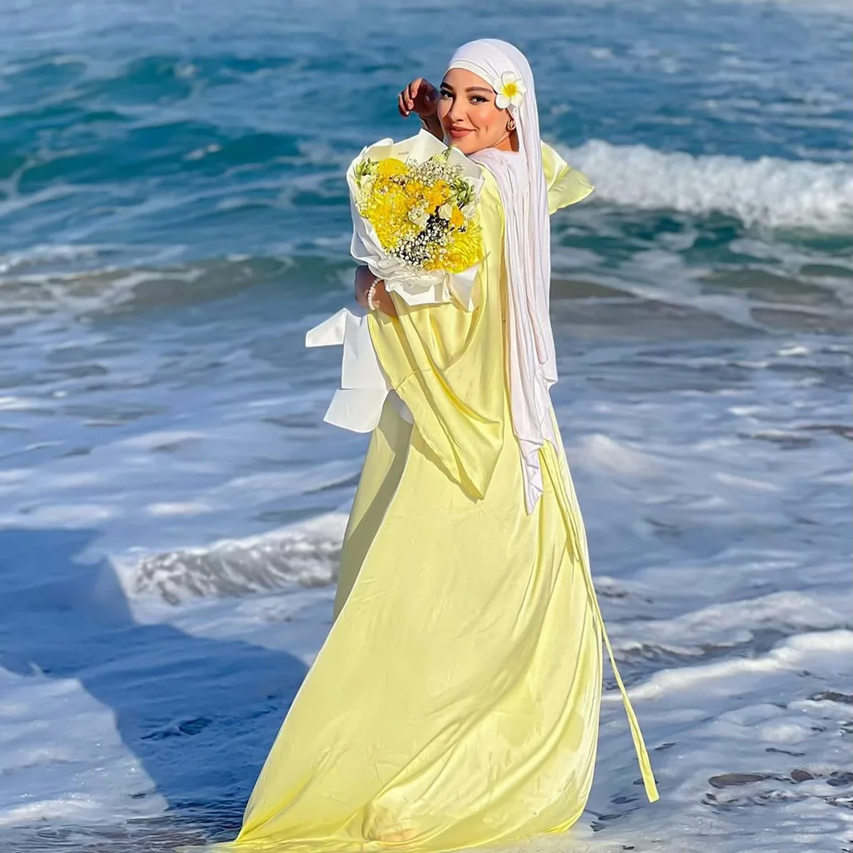 

Женский шарф-хиджаб из джерси и заколки с цветами, мусульманские однотонные длинные шали, исламский мягкий платок, повязки на голову, банданы, повязка на голову Bufanda