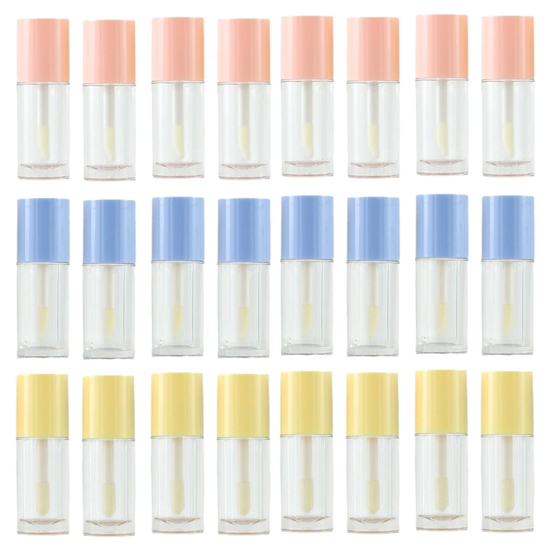 

20 шт., 2 мл, мини-тюбик для блеска для губ, пустые пластиковые тюбики для бальзама для губ, круглые прозрачные бутылки для помады, образцы косметических контейнеров