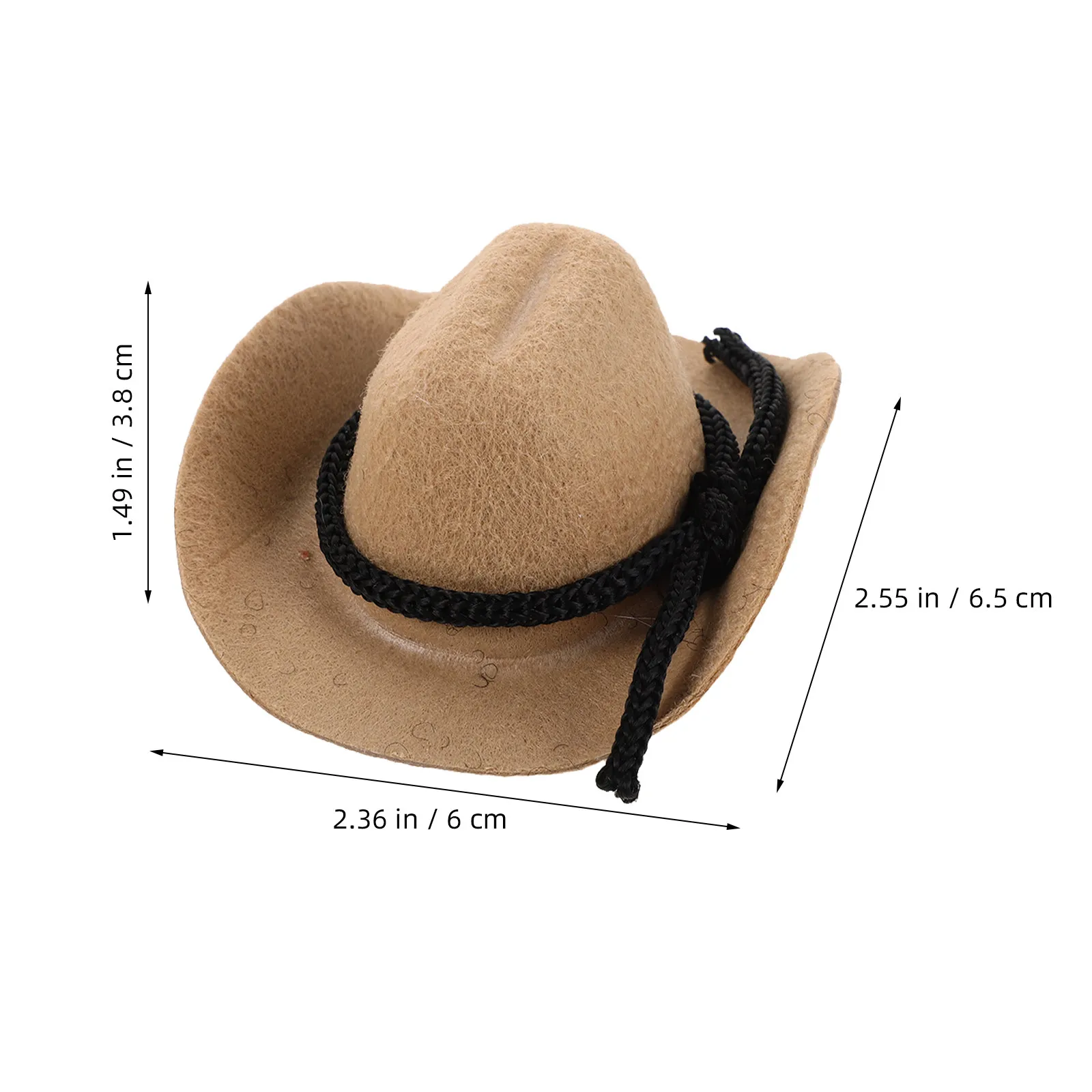 4Pcs Mini Cowboy Hats Mini Western Cowgirl Hats Party Centerpieces Small 6.5cm Khaki Miniature Hat for Dollhouse Craft