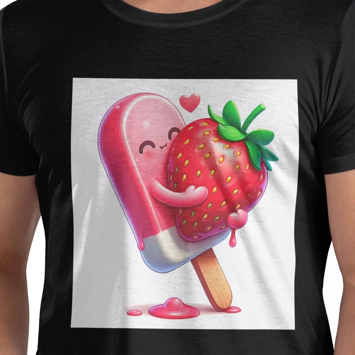 

Strawberry Ice Cream Dessert 2 100% Cotton T-Shirt Men's Classic T Shirts Men Round Neck Short Sleeve S-6XL