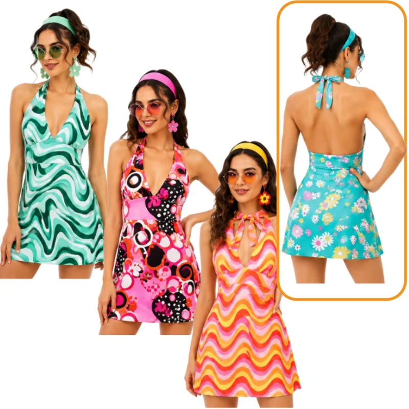Women'S Fashion From The 70S - Retro 70s 80s Women Halter Backless