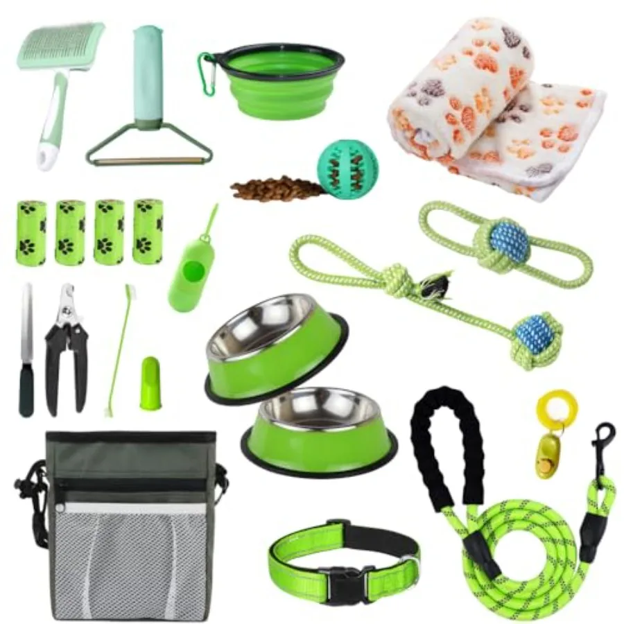 

PupLuxe Puppy Starter Kit - Green 22 Piece Bundle for Dog Training Ideal for New Experienced Owners Durable Material Vibrant Co