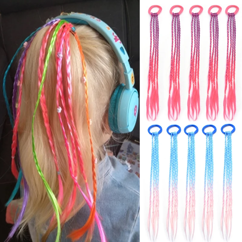 Bambini ragazze capelli elastici coda di cavallo elastico estensioni dei capelli parrucca supporto coda di cavallo anello dei capelli Twist treccia corda copricapo posticci