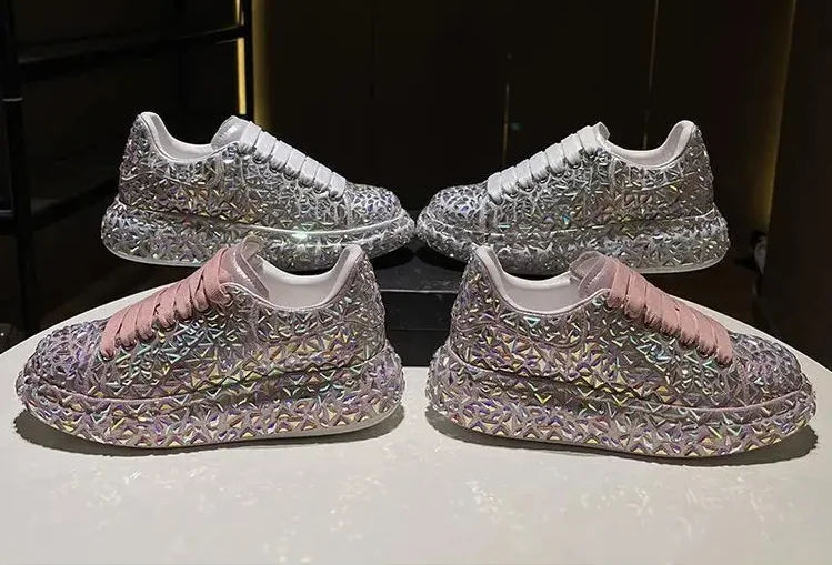 Zapatos informales cómodos con diamantes de imitación brillantes para mujer, zapatillas deportivas de calle para todas las estaciones