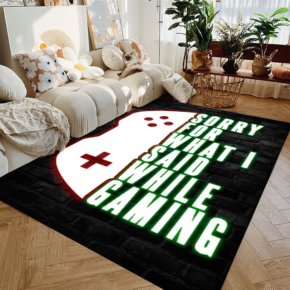 Gaming Rug for Boys Room Gamer Rugs with Controller Design Carpet for Game Room Bedroom Decor Non-slip Machine Washab Doormat