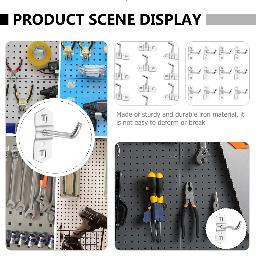 

10pcs Iron Pegboard Hooks for Square Hole Wall Mounting Storage Organization Tool Hanger Display Shelf Accessories Rack
