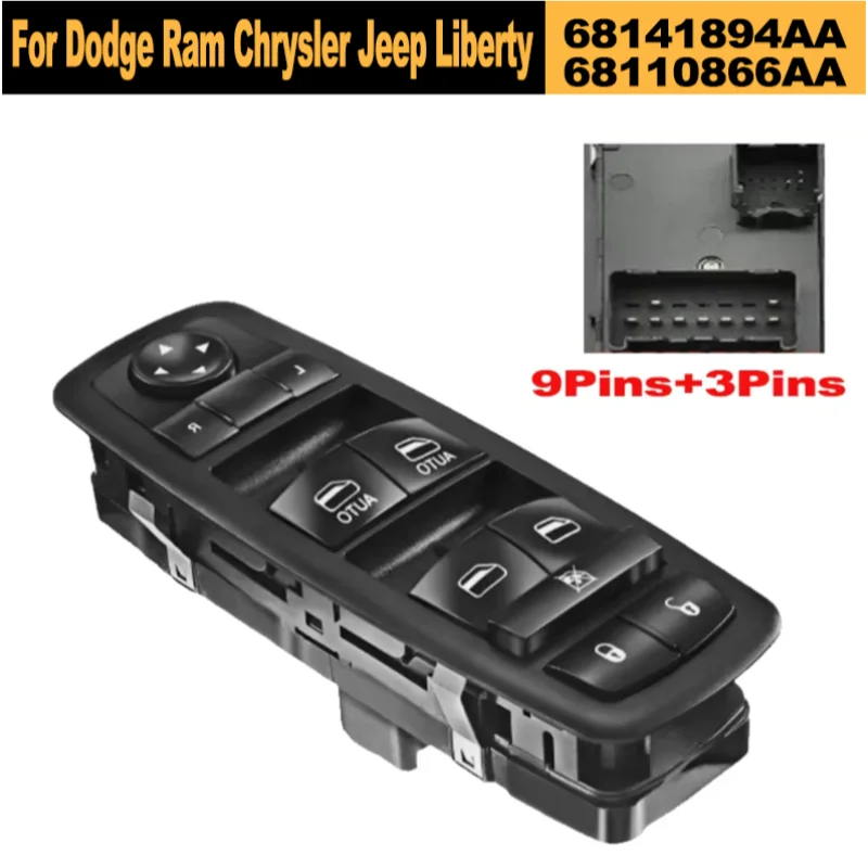 Interrupteur de lève-vitre électrique pour Dodge Ram 1500 2500 3500 Chrysler Jeep Liberty 68141894AA 68110866AA Remplacement