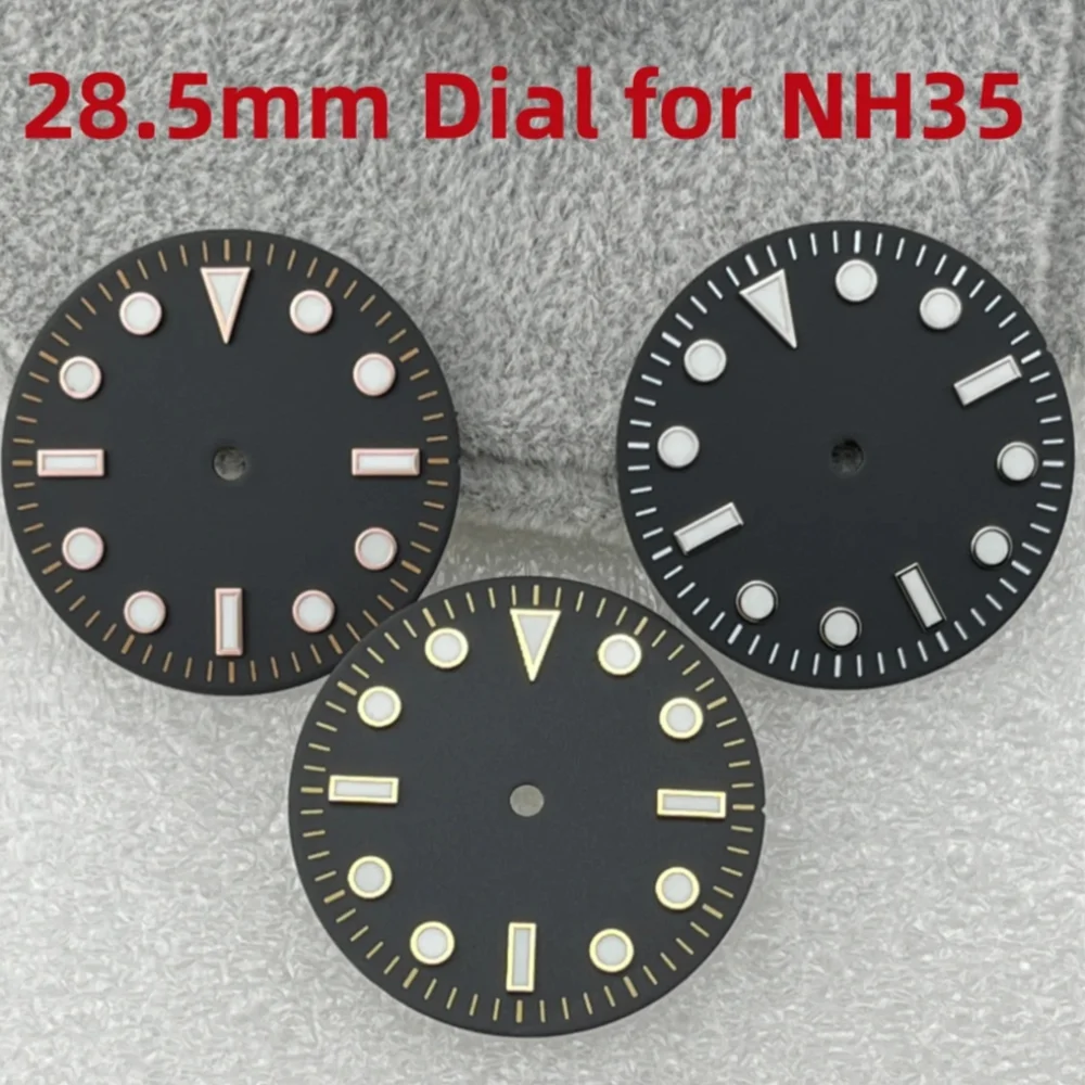 

28.5MM SUB Watch Dial for NH35/NH36/4R36/7S26 Movement Modified Dials Watch Face DIY Parts No Logo Green luminous