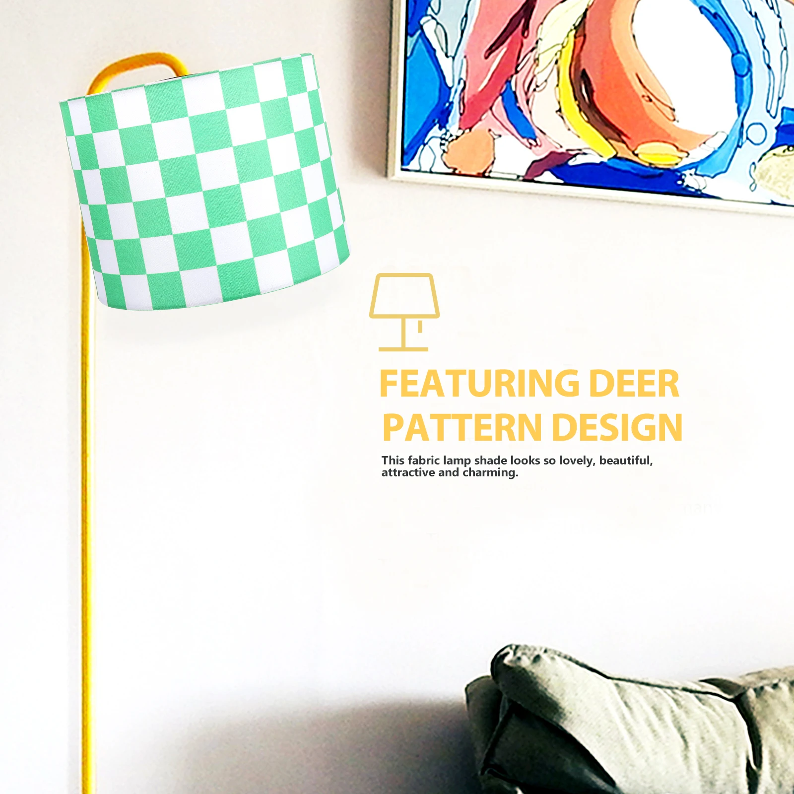 

Classic Color Plaid Fabric Lamp Shade Durable Replacement Lampshade for Desk Bedroom Study Floor Lamp Decorative